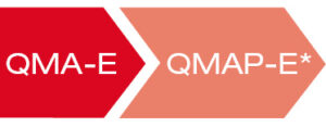 Pfeilgrafik des Lehrgangs QMA auf englisch dargestellt aus zwei Modulen